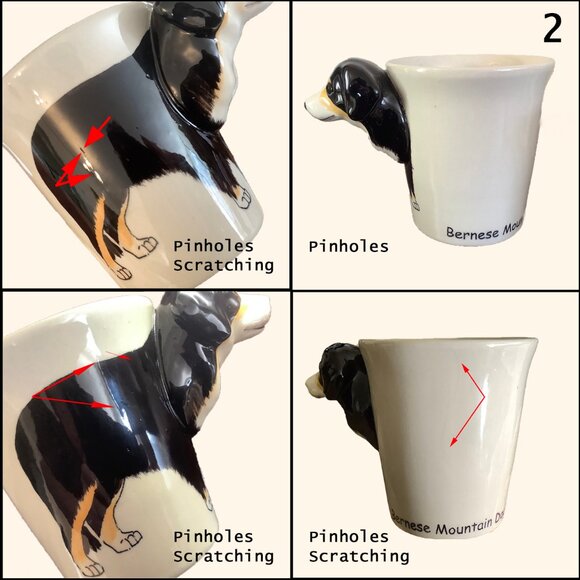 GUC - Vintage Handpainted 9 oz Ceramic Bernese Mountain Dog Handled Coffee Mug - Picture 9 of 10